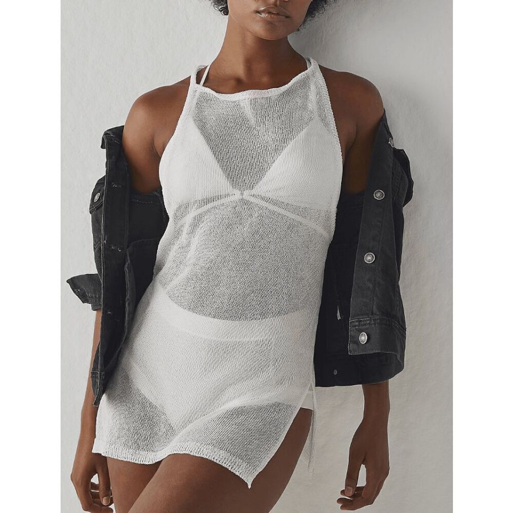 Intimately By Free People Night In August High Boat Neckline Sheer Sultry Tank